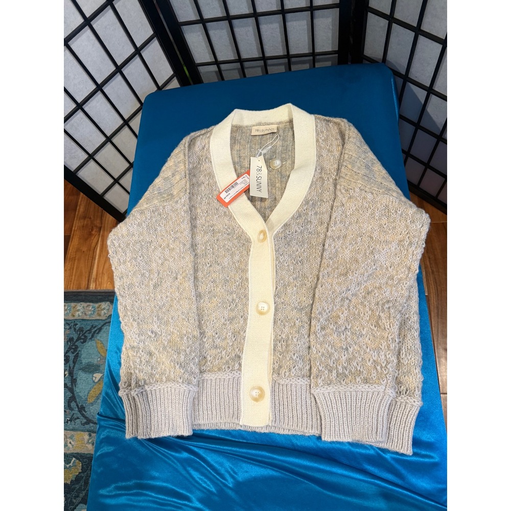 78&Sunny Marled Knit Cardigan Sweater – NWT – Oatmeal Cream Size L